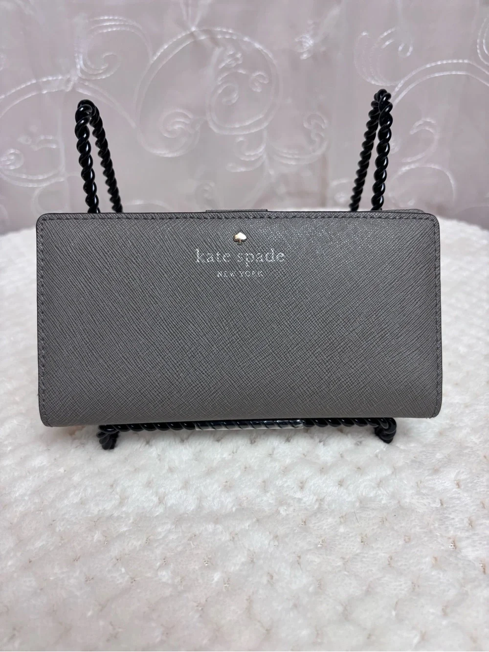 Kate Spade Stacey Wallet Saffiano Gray Leather Bi-Fold